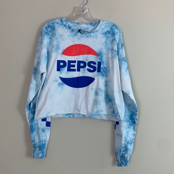 Pepsi Tops - Pepsi Crop Top Women Large Tye Dye Long Sleeve Preowned 100% Cotton Graphic Tee